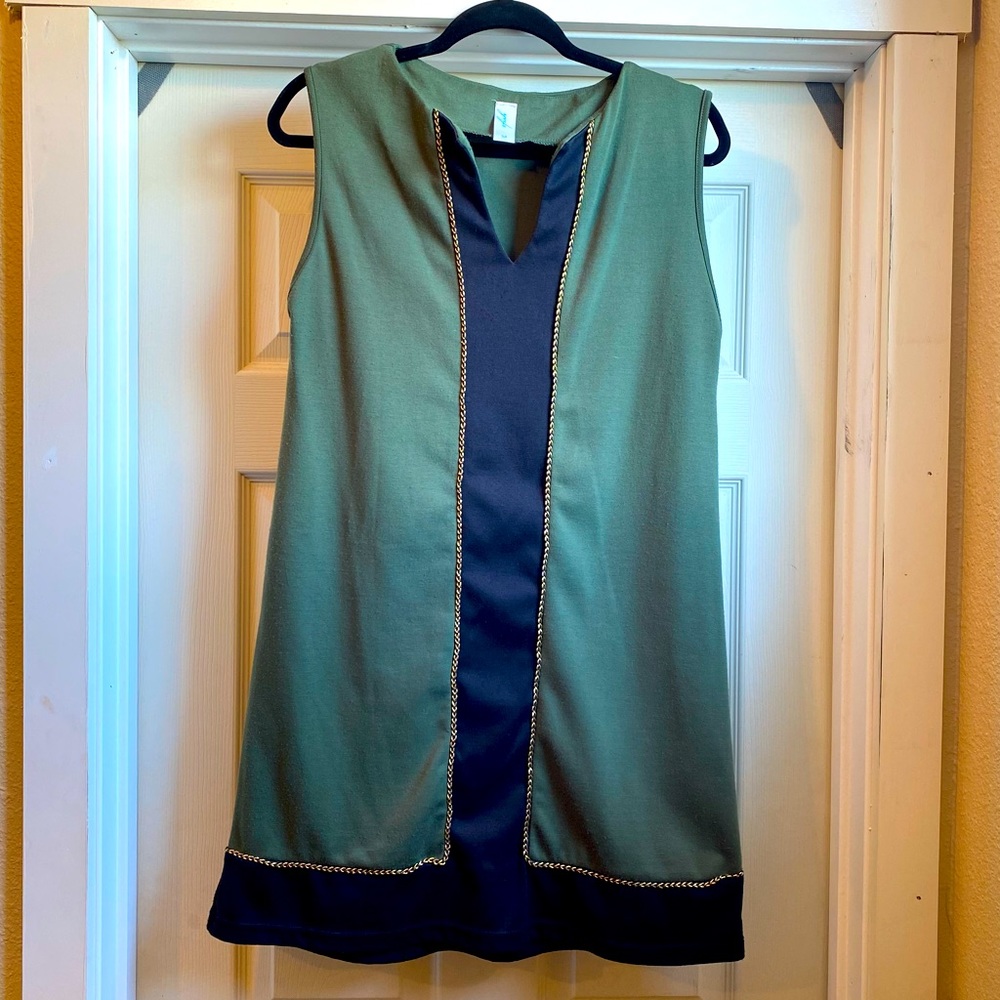 Vfish Olive Green & Black Dress w/ Gold Accents